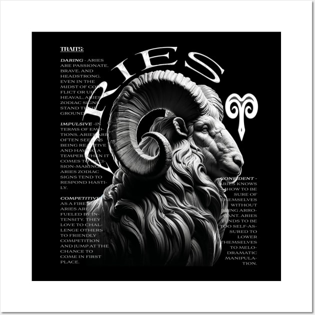 Bold Aries Zodiac Ram & Fire Element Wall Art by Deadpan Couture